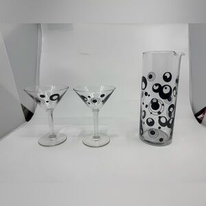 Libbey MCM Retro Glass Cocktail Martini Pitcher & Glasses